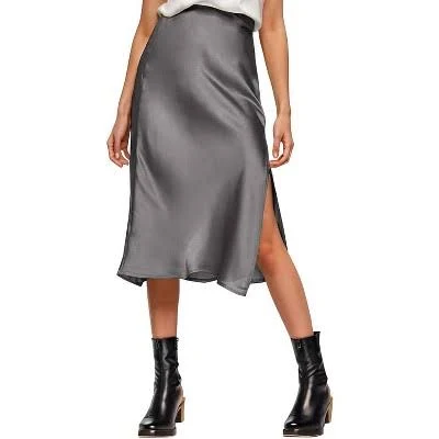 skirt LEVEN Sixteen Women's Satin High Waist Midi Skirt with Slit Target $91.99