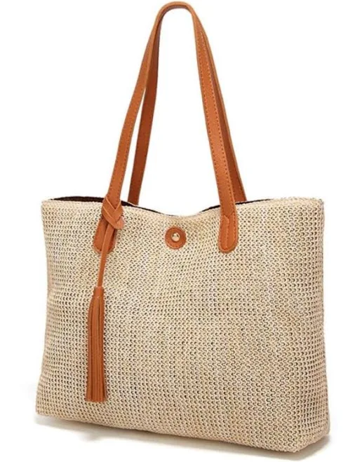 bag Lily Bloom Large Capacity Soft Straw Tote Shoulder Bag Lily Bloom Store $29.59