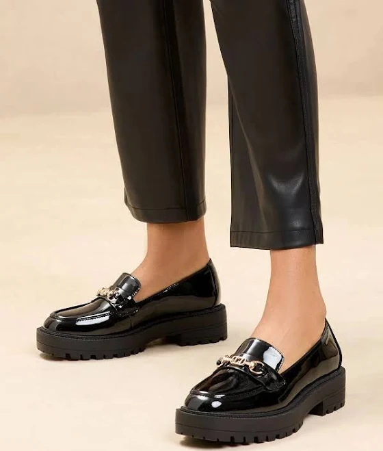 shoes Lipsy Women's Wide Fit Chunky Patent Loafers trendxparc.com $87