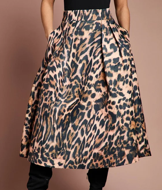 skirt Lisa Leopard Satin Midi Skirt boohoo USA $100