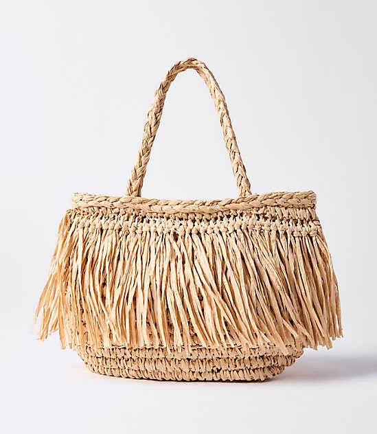 bag Loft Women's Fringe Raffia Tote Bag LOFT $33.58