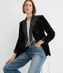 outerwear Loft Women's Satin Trim Velvet Tuxedo Blazer LOFT $56.65