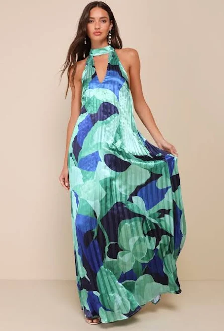 dress Lulus Abstract Satin Halter Maxi Dress Lulus $89