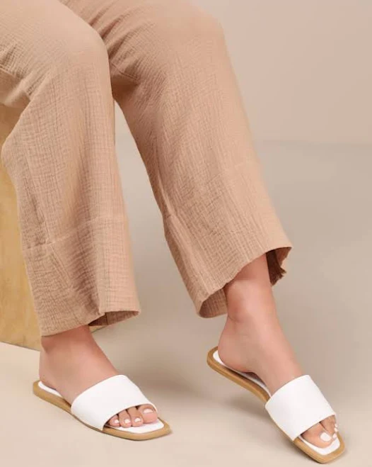 shoes Lulus Flat Square-Toe Slide Sandals Lulus $32
