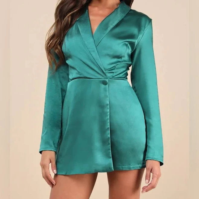 romper Lulus Satin Collared Skort Romper Poshmark $24