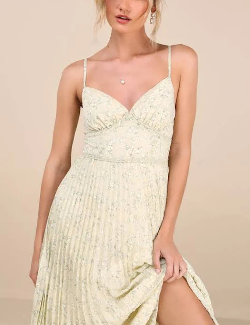 dress Lulus Sleeveless Pleated Floral Midi Dress Lulus $89