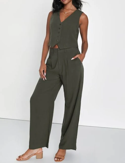 matching set Lulus Wide-Leg Linen Pants Lulus $39.2