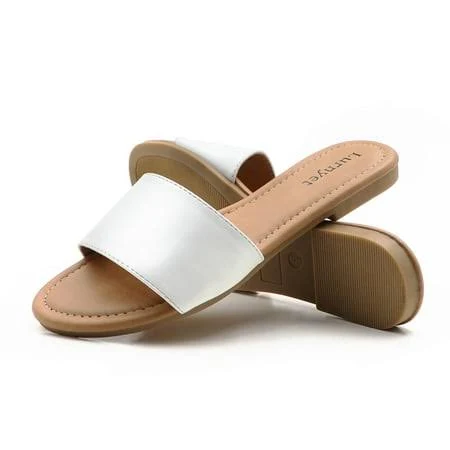 shoes Lurnyet Women's Classic Faux Leather Slide Sandals Walmart - Lurnyet Shoes $15.99