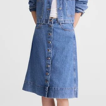 skirt Madewell Women's Denim Button-Front A-Line Midi Skirt Madewell $138