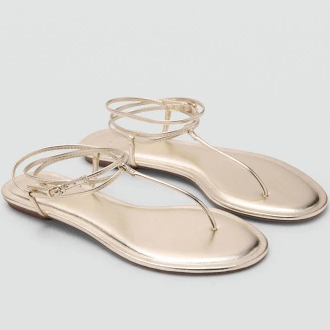 shoes MANGO Metallic Strap Sandals shop.mango.com $69.99