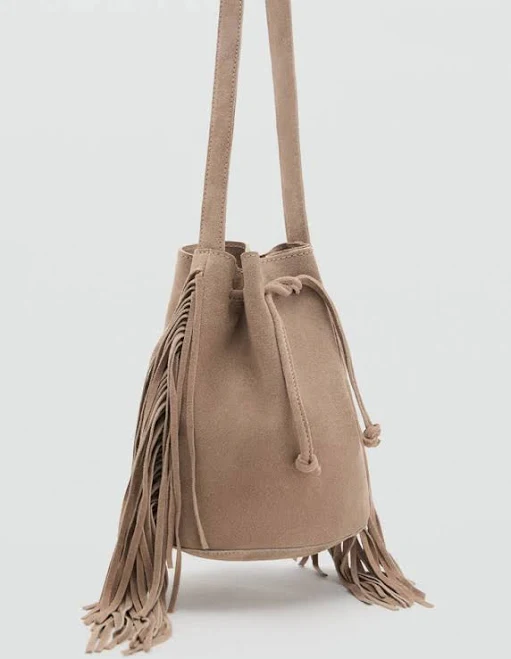 bag MANGO Teenage Girl Fringed Leather Bucket Bag shop.mango.com $69.99