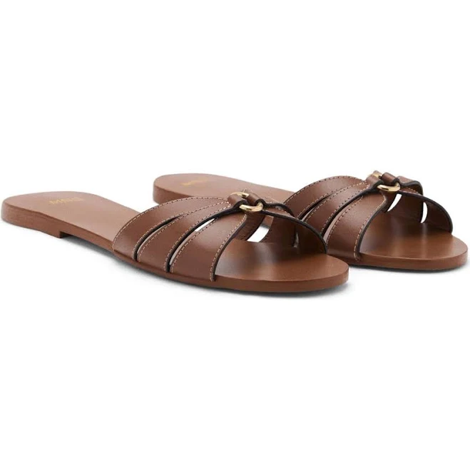 shoes MANGO Women's Leather Slide Sandals with Gold Hoop Detail Nordstrom $79.99