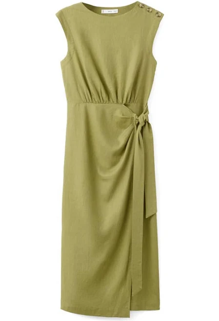 dress MANGO Women's Linen Wrap Midi Dress Nordstrom $89.99