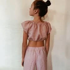 matching set Matching set Cosmo set crop top 3/4 pants minimalist clothing 100% linen fabric Dusty pink beach outfit Natural linen pants Etsy $57.94