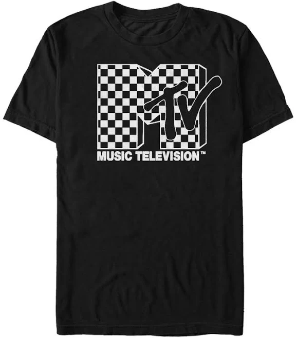 top Men's MTV Black and White Checker Logo Graphic T-Shirt Macy's $17.49