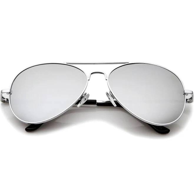 accessory Military Classic Mirrored Metal Aviator Sunglasses Silver | zeroUV zeroUV $12.95