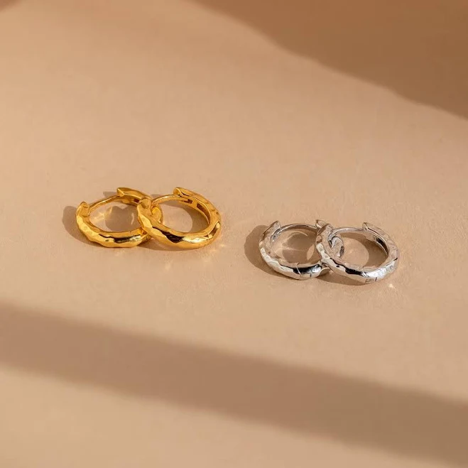 accessory Mini Hammered Huggie Hoop Earrings Caitlyn Minimalist Caitlyn Minimalist $26