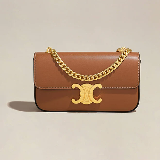 bag Minimalist Leather Crossbody Bag with Chain Strap RomyTisa $114.99