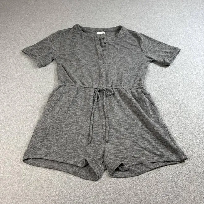 romper Mod Ref Romper Womens Xl Gray Short Sleeve Henley Drawstring Waist eBay - bravas82 $19.68