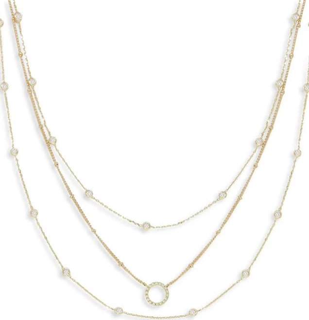 accessory Monroe Crystal Cubic Zirconia Layered Collar Necklace in 18K Gold Plated, 14"-19" Aureus Boutique $70