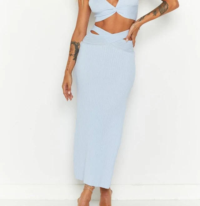 two piece set Mylah Rib Knit Midi Skirt Beginning Boutique US $25