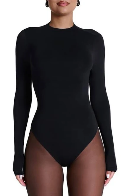 top Naked Wardrobe Naked Long Sleeve Bodysuit in Black at Nordstrom, Size Large Nordstrom $62