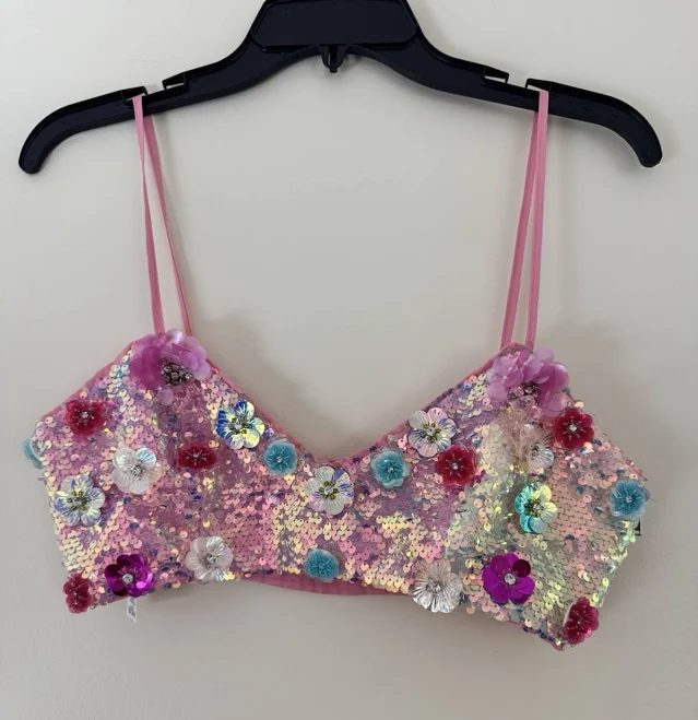 rave outfit Nasty Gal Floral Appliqué Sequin Bralette Top Size 4 Sold Out eBay $69.99