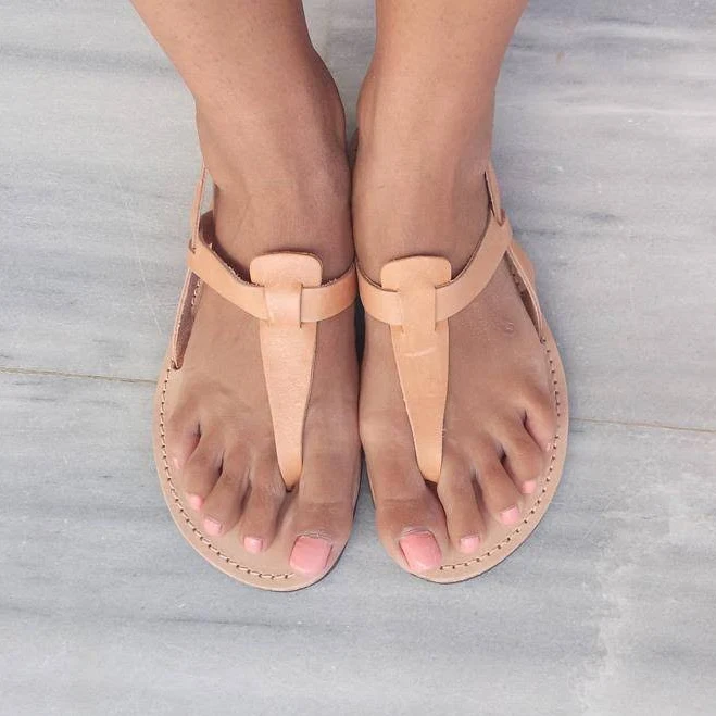 shoes Natural Minimal T-Bar Leather Sandals Urbankissed $63.58