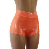 bottoms Neon Orange High Waist Cheeky Booty Shorts. Adult and Plus Sizes - Great for Pole Fitness, Yoga Workout, Raves, and Festivals! Etsy $34