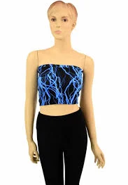 top Neon UV Glow Blue Lightning Print Strapless Tube Top - Etsy $36.29