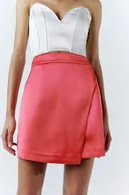 ultra-mini New Zara Women's Coral Pink Satin Effect Wrap Skirt Size S 3390/845 eBay $22