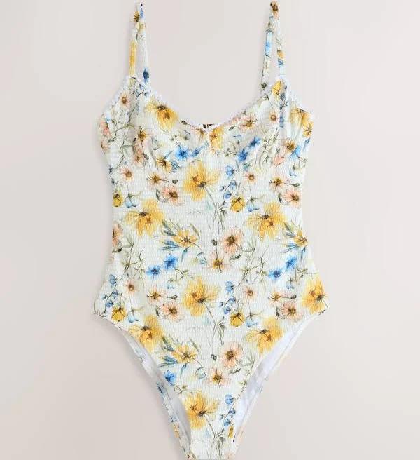 swimwear Next Women's Floral Seersucker Non-Padded Underwired Swimsuit Next USA $76