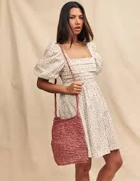 bag Nobody's Child Terracotta Raffia Bucket Bag nobodyschild.com $32