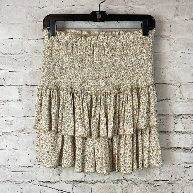 skirt NWT Hem & Thread Women's Medium Tiered Floral Skirt Mustard 100% Rayon Lined eBay - 3girlsresell $22.97