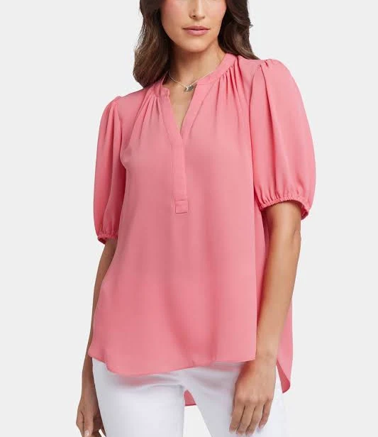 top NYDJ Women's Puff Sleeve Popover Top NYDJ Official Site $60.98