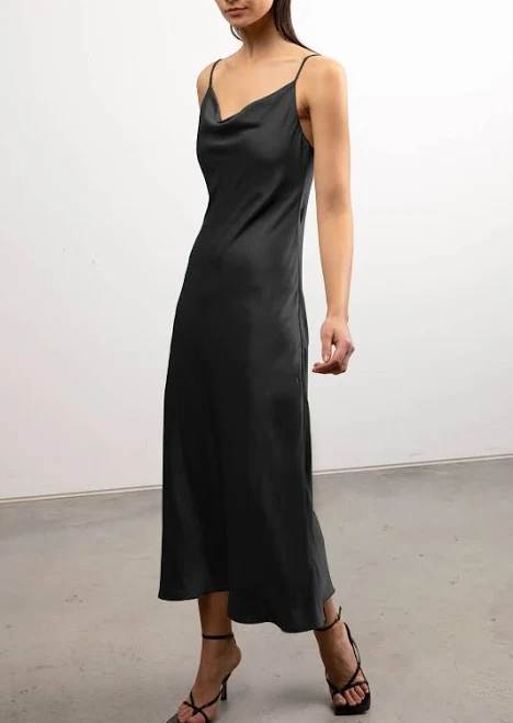 dress Oak + Fort Cowl Neck Satin Midi Dress Oak and Fort US $24.99