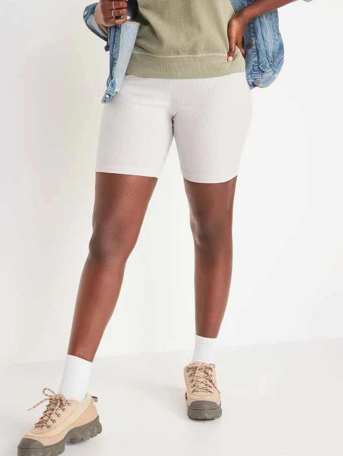 biker shorts Old Navy Women’s High-waisted Rib-knit Biker Ecru Shorts 8” Inseam eBay - thepurpleshoppe $8.09