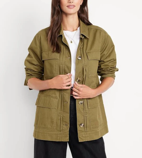 outerwear Old Navy Women's Cinched-Waist Twill Utility Jacket Old Navy $24