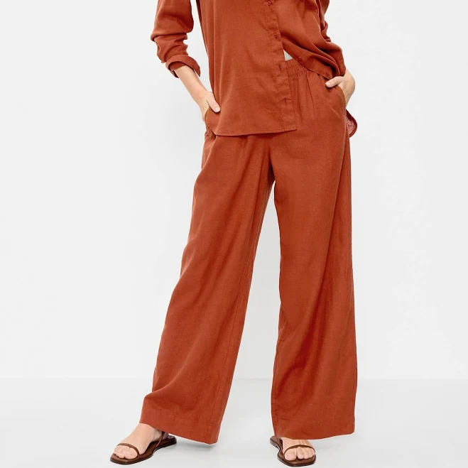 trousers Old Navy Women's High-Waisted Linen-Blend Super Wide-Leg Pants Old Navy $32