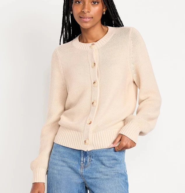 jacket Old Navy Women's Seaside Cotton Garter-Knit Cardigan Sweater Old Navy $29.99