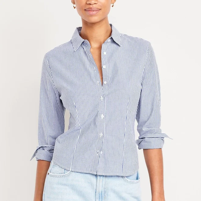 top Old Navy Women's Slim Button-Down Shirt Old Navy $17.49