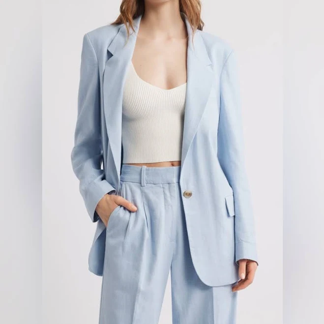blazer Open Edit Oversized Linen Blazer Poshmark $50