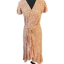 dress Orange Ruffled Wrap Midi Dress with Flutter Sleeves Poshmark $15