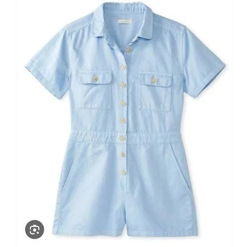 romper OUTERKNOWN Light Blue Cotton Linen Utility Short Romper Jumpsuit Womens XS eBay - jarho-3248 $75