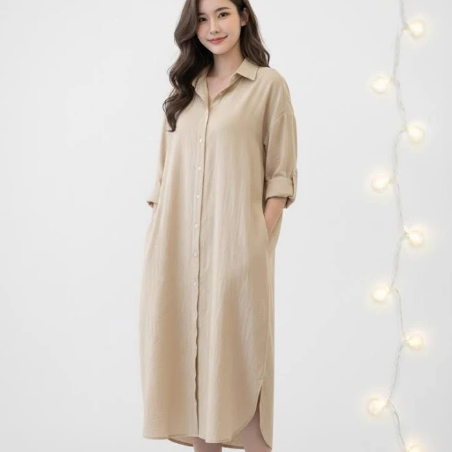 dress Oversized Minimalist Linen Midi Button-Down Dress with Pockets Etsy - Seller $48.75