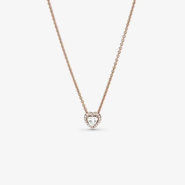 accessory Pandora Sparkling Heart Rose Gold-Plated Pendant Necklace Pandora Jewelry $200