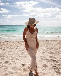 dress Paradise Cove Cover Up Crochet Knit Midi Dress Cream / XL VICI $40.8