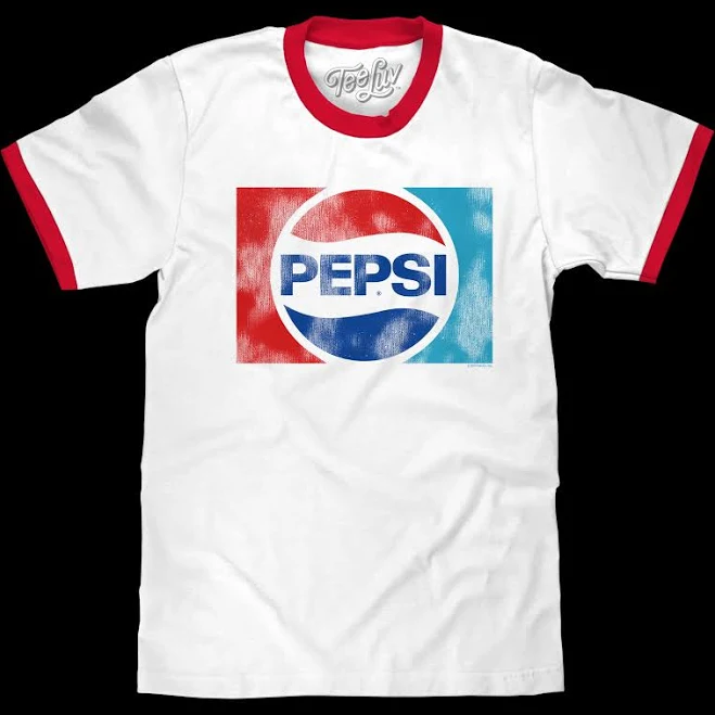top Pepsi Retro Logo Ringer T-Shirt Tee Luv $23.97