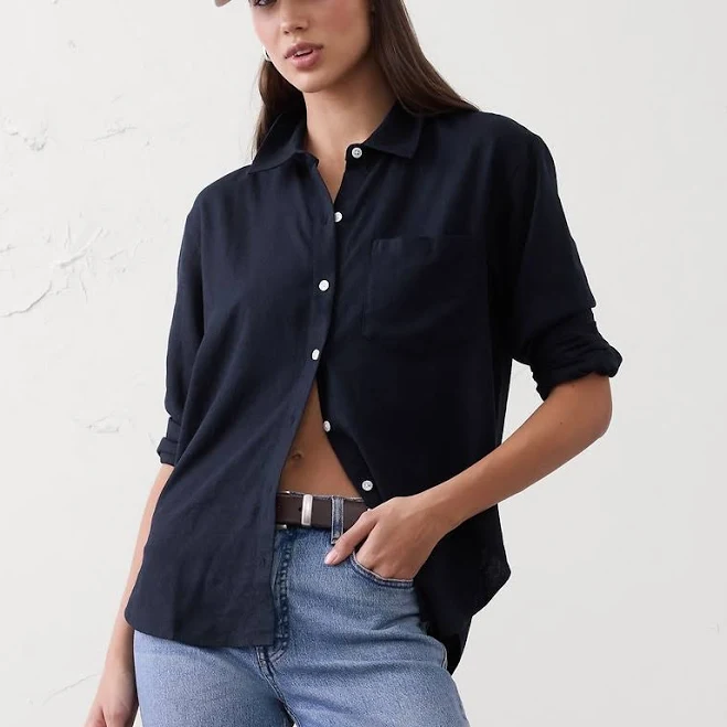 outerwear Perfect Linen-Blend Women's Shirt Banana Republic Factory $36