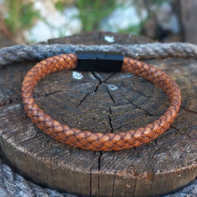 accessory Personalized Braided Leather Cuff Bracelet Etsy - Seller $22.95